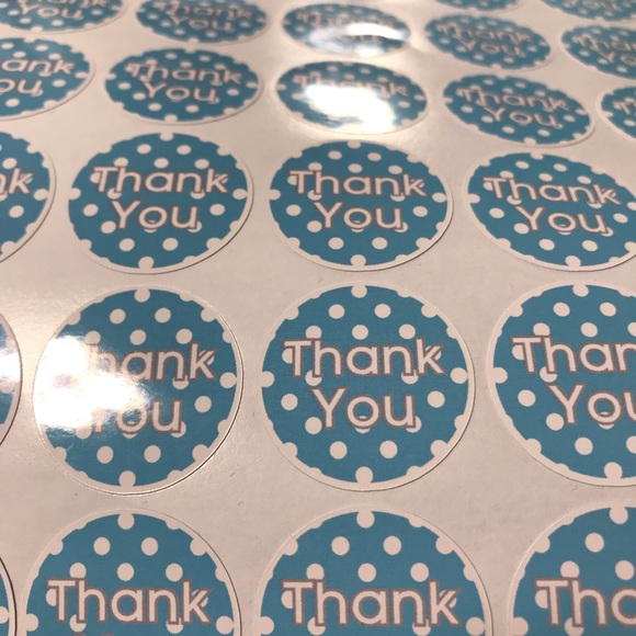 70 teal blue thank you stickers size 1.25” - Picture 2 of 2
